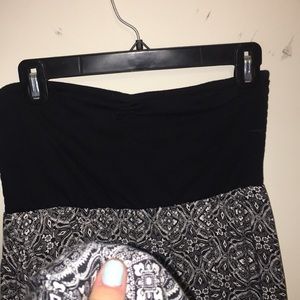 Black and white strapless dress